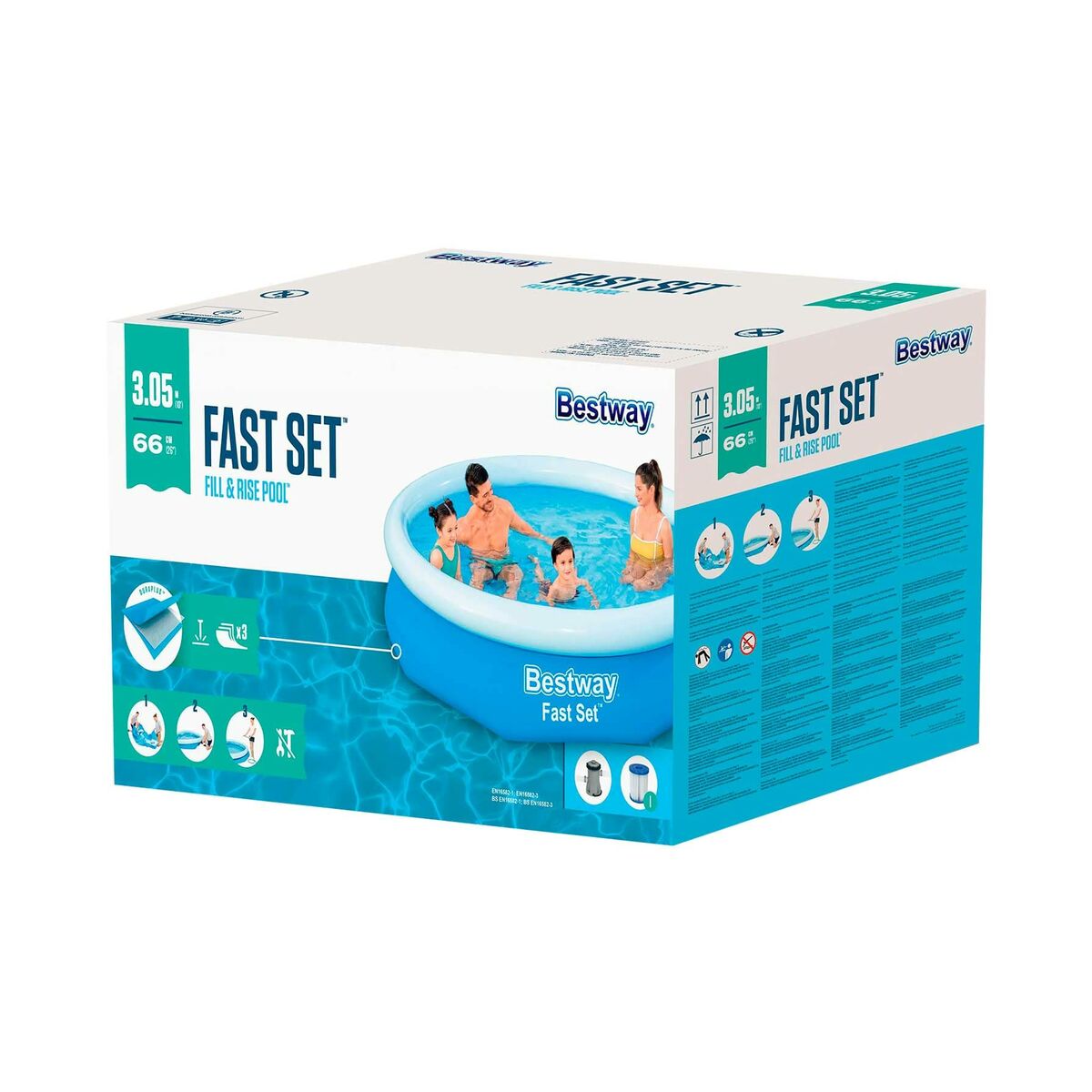 Inflatable pool Bestway Blue 3200 L 305 x 66 cm-5